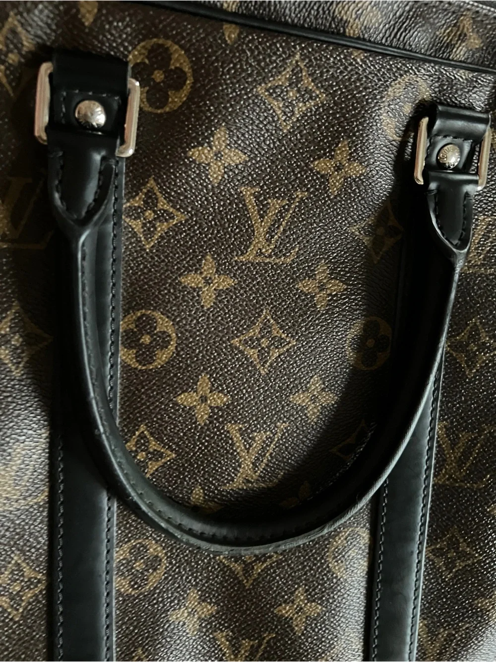 Authentic Louis Vuitton Monogram Macassar Porte Documents Voyage PDV Pm Bag